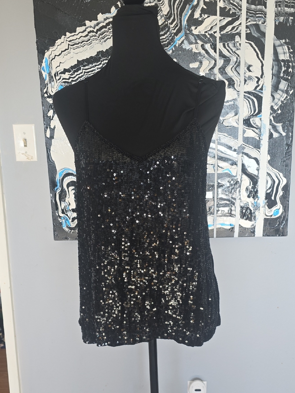 MLV Black Sequin V-Neck Camisole